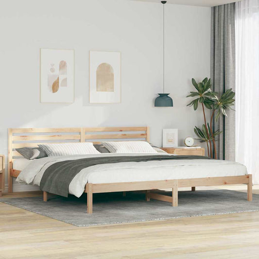 Bettgestell mit Kopfteil Braun 180 x 210 cm Massivholz Kiefer