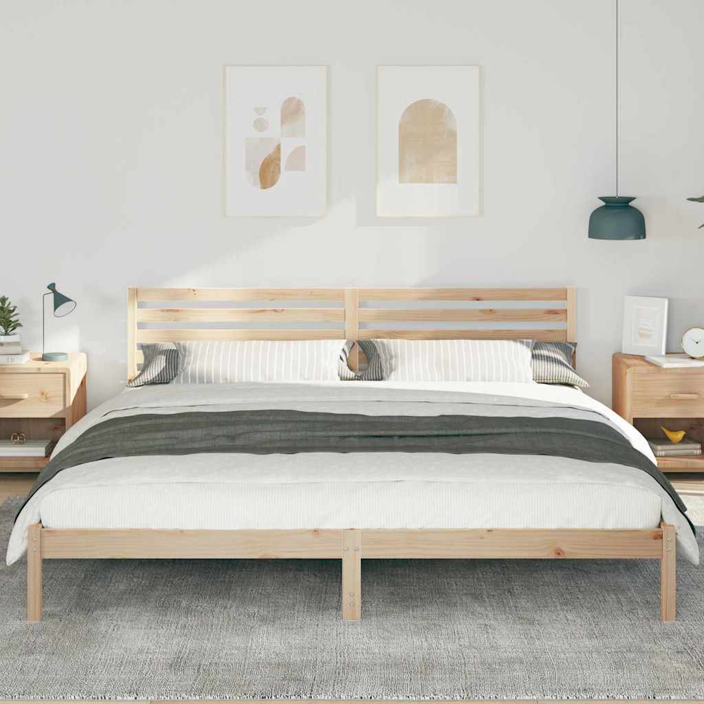 Bettgestell mit Kopfteil Braun 180 x 210 cm Massivholz Kiefer
