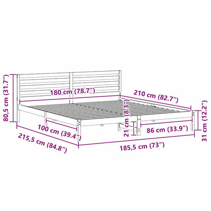 Bettgestell mit Kopfteil Braun 180 x 210 cm Massivholz Kiefer