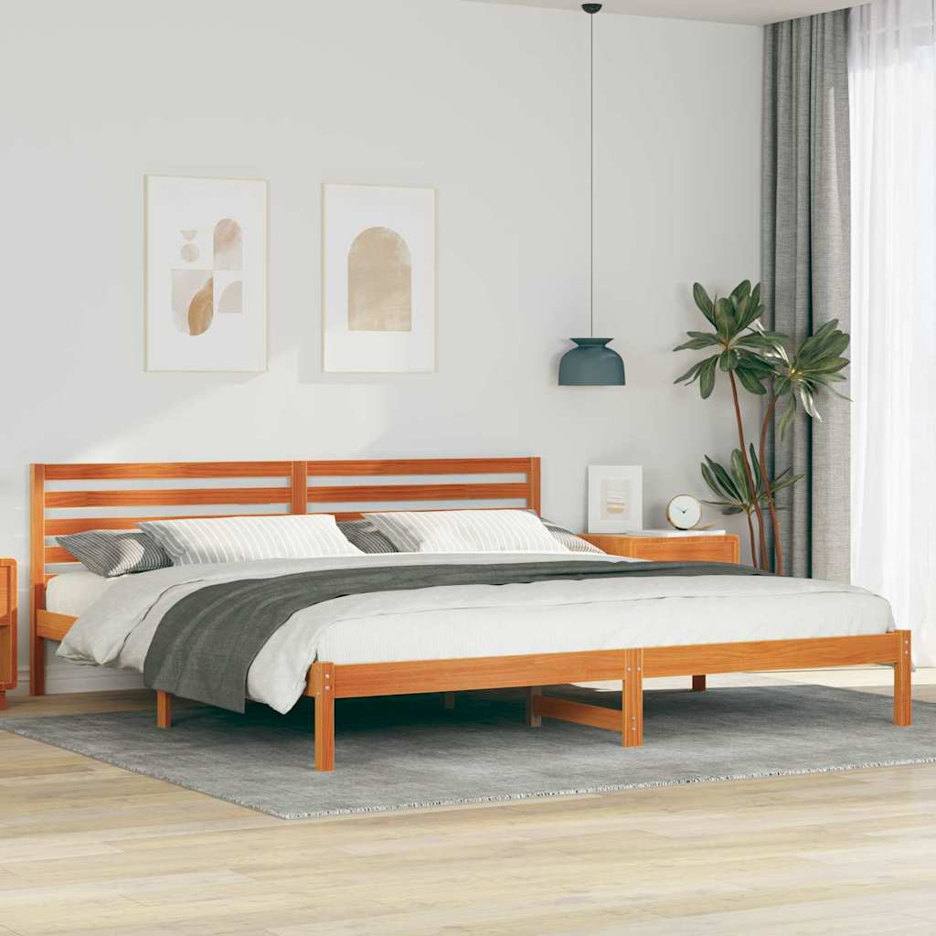 Bettgestell Wachsbraun 180 x 210 cm Massivholz Kiefer