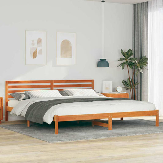 Bettgestell Wachsbraun 180 x 210 cm Massivholz Kiefer