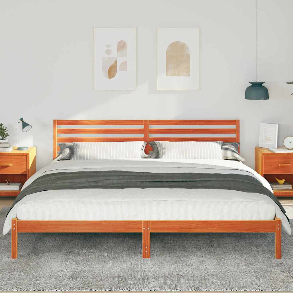 Bettgestell Wachsbraun 180 x 210 cm Massivholz Kiefer