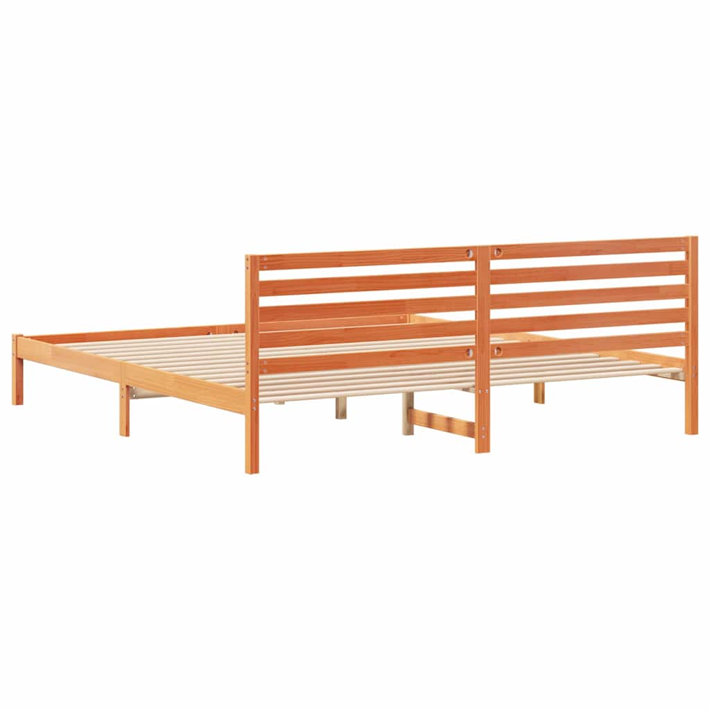 Bettgestell Wachsbraun 180 x 210 cm Massivholz Kiefer