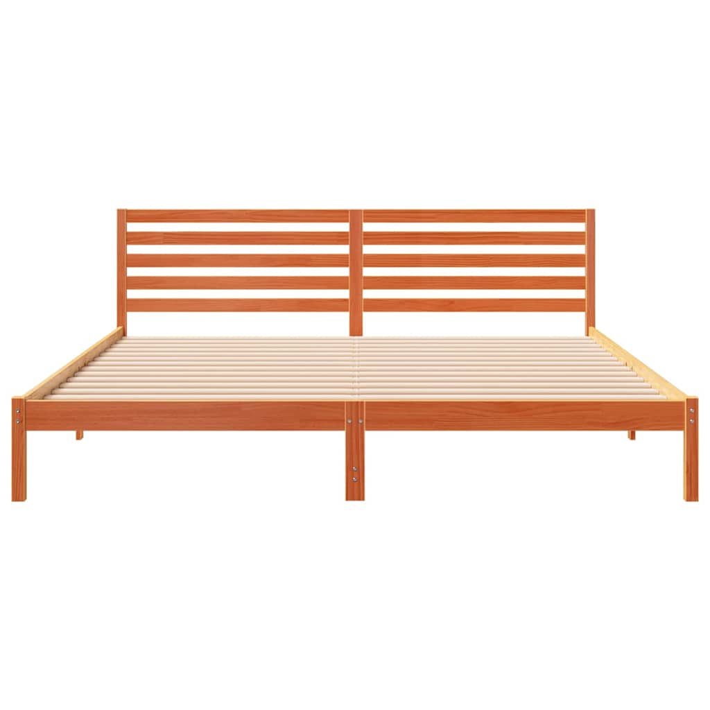 Bettgestell Wachsbraun 180 x 210 cm Massivholz Kiefer