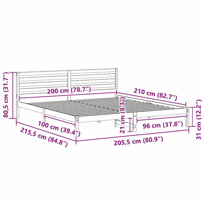 Bettgestell mit Kopfteil Braun 200 x 210 cm Massivholz Kiefer