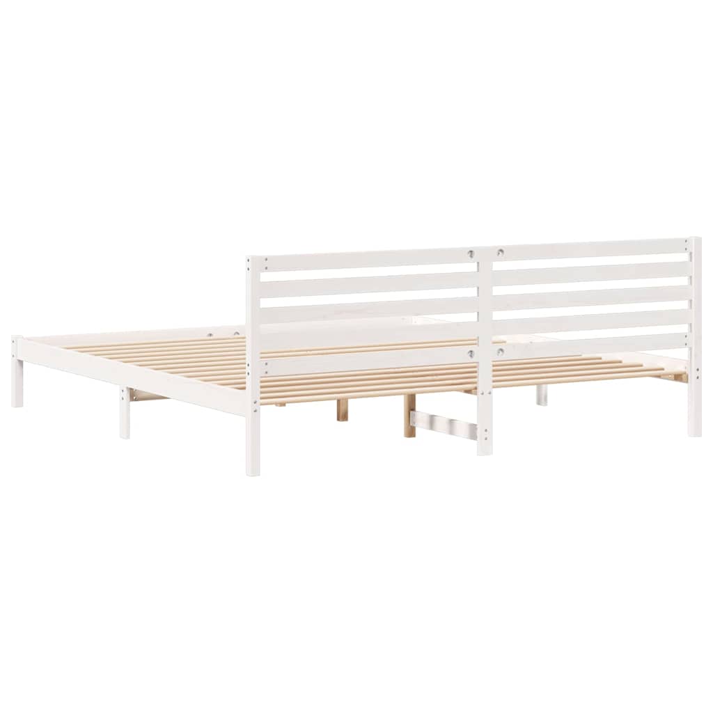 Bettgestell mit Kopfteil Weiß 200 x 210 cm Massivholz Kiefer