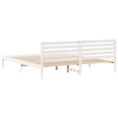 Bettgestell mit Kopfteil Weiß 200 x 210 cm Massivholz Kiefer
