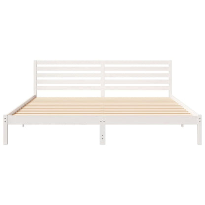Bettgestell mit Kopfteil Weiß 200 x 210 cm Massivholz Kiefer