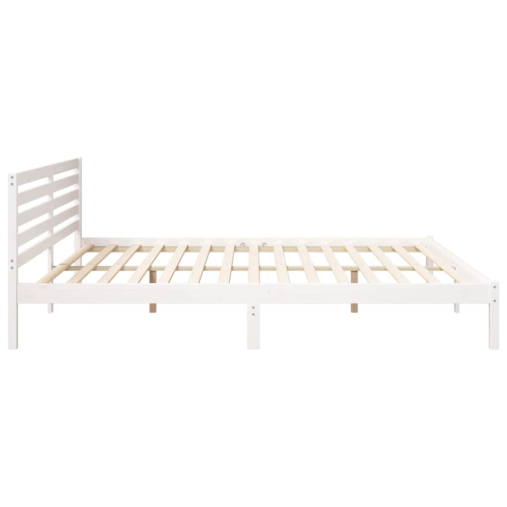 Bettgestell mit Kopfteil Weiß 200 x 210 cm Massivholz Kiefer