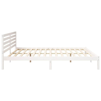 Bettgestell mit Kopfteil Weiß 200 x 210 cm Massivholz Kiefer