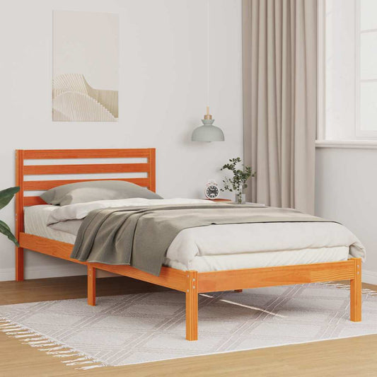 Bettgestell Wachsbraun 90 x 220 cm Massivholz Kiefer