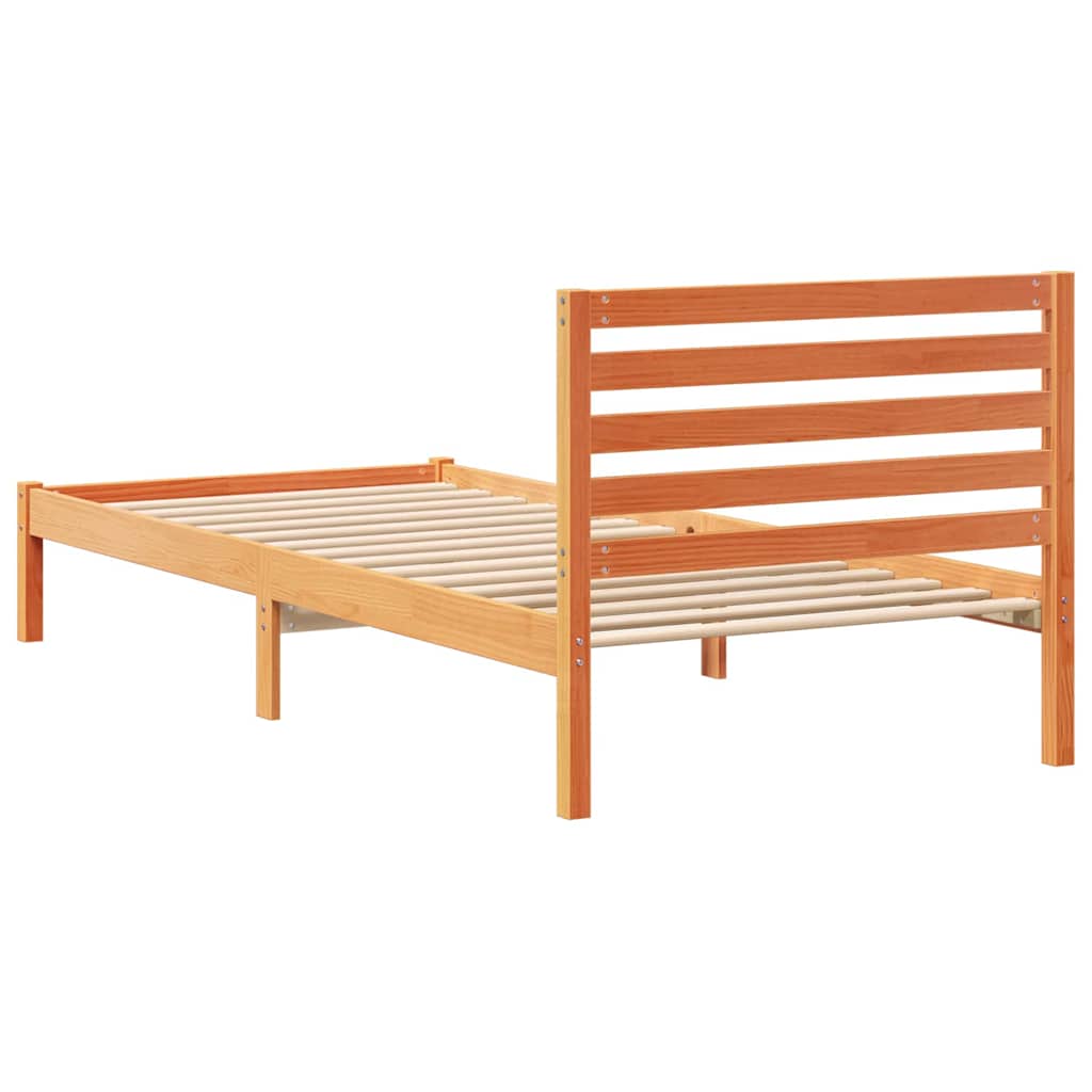 Bettgestell Wachsbraun 90 x 220 cm Massivholz Kiefer