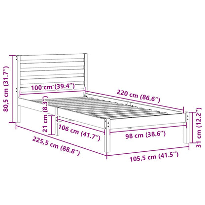 Bettgestell mit Kopfteil Braun 100 x 220 cm Massivholz Kiefer