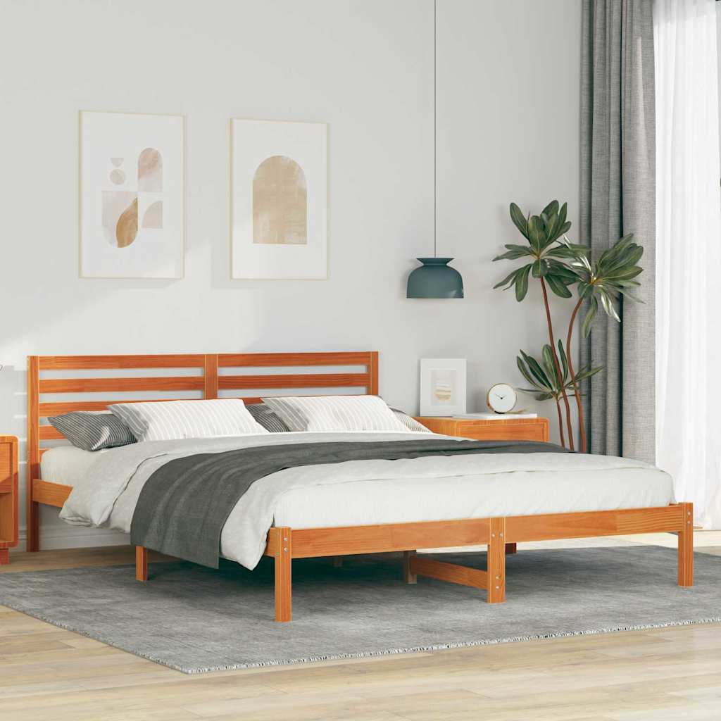 Bettgestell Wachsbraun 160 x 220 cm Massivholz Kiefer