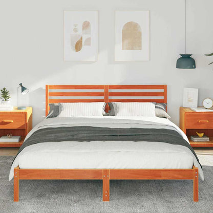 Bettgestell Wachsbraun 160 x 220 cm Massivholz Kiefer