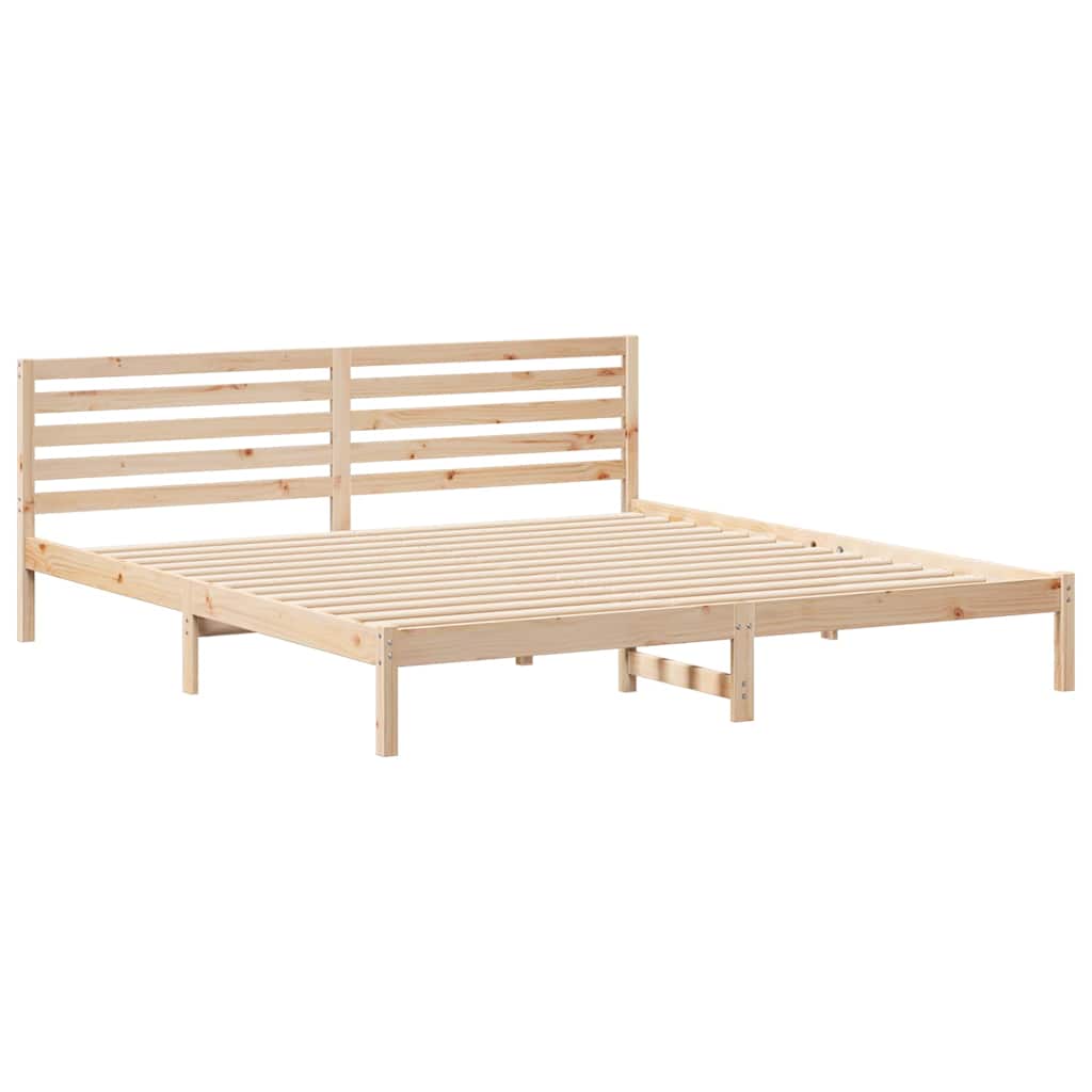 Bettgestell mit Kopfteil Braun 180 x 220 cm Massivholz Kiefer