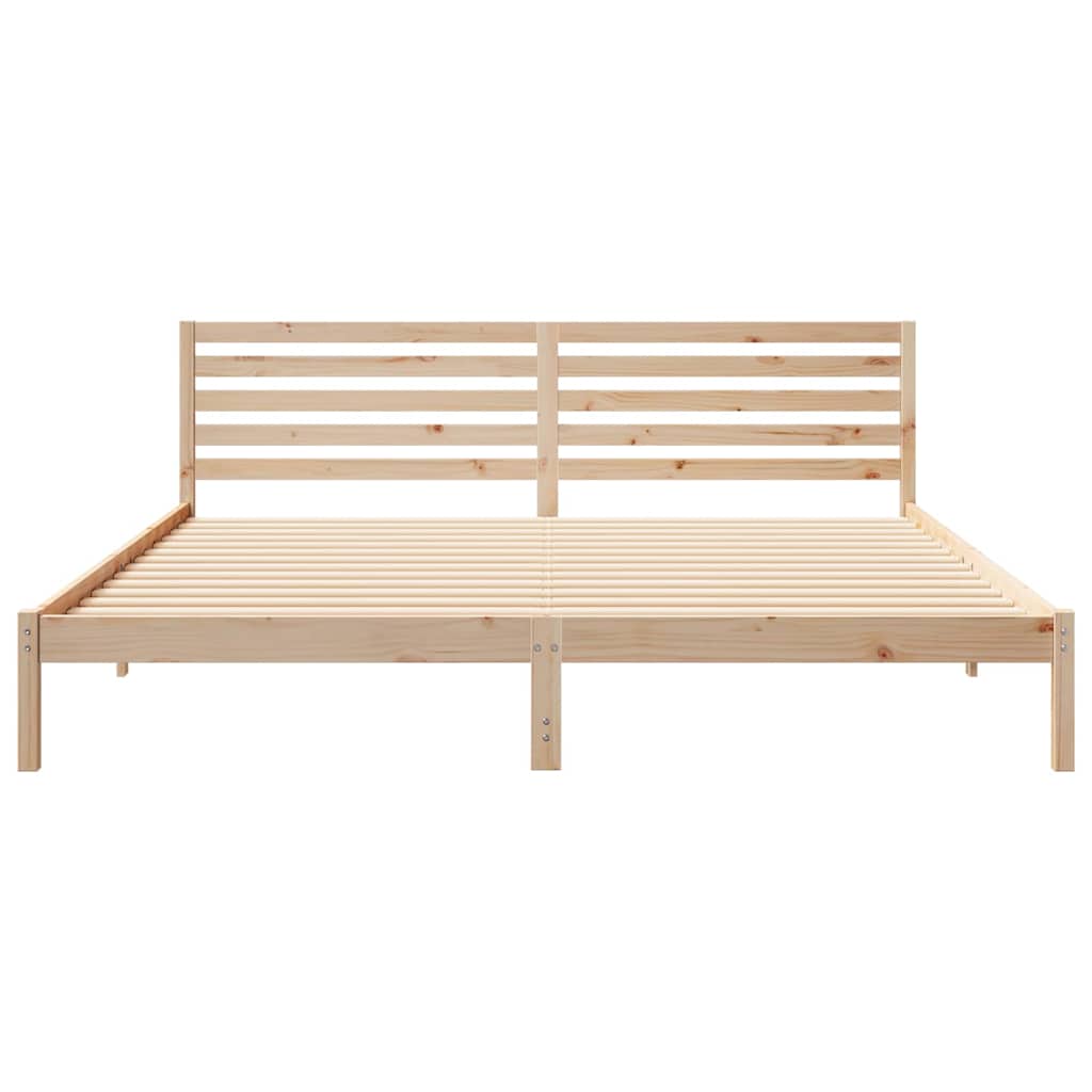 Bettgestell mit Kopfteil Braun 180 x 220 cm Massivholz Kiefer