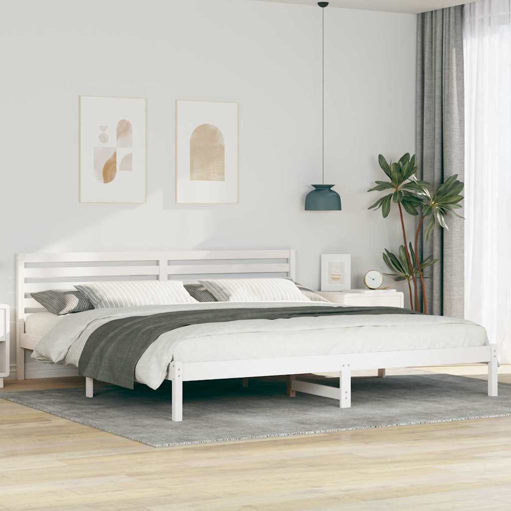 Bettgestell mit Kopfteil Weiß 180 x 220 cm Massivholz Kiefer
