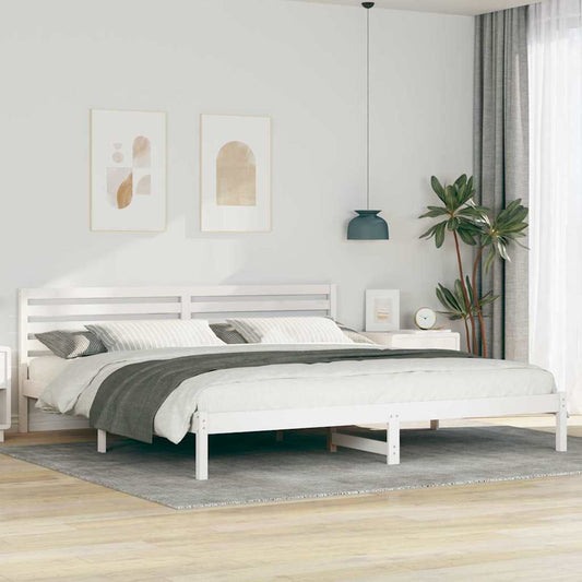 Bettgestell mit Kopfteil Weiß 180 x 220 cm Massivholz Kiefer