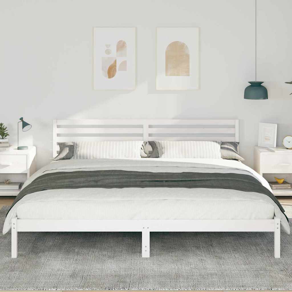 Bettgestell mit Kopfteil Weiß 180 x 220 cm Massivholz Kiefer