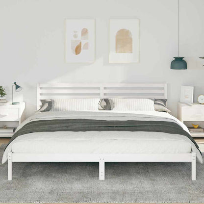 Bettgestell mit Kopfteil Weiß 180 x 220 cm Massivholz Kiefer