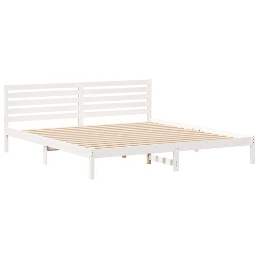 Bettgestell mit Kopfteil Weiß 180 x 220 cm Massivholz Kiefer