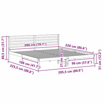Bettgestell Wachsbraun 200 x 220 cm Massivholz Kiefer