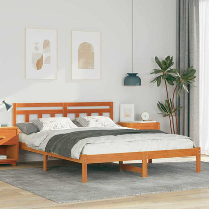 Bettgestell mit Kopfteil Braun Massivholz Kiefer