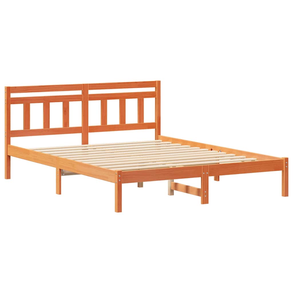 Bettgestell mit Kopfteil Braun Massivholz Kiefer