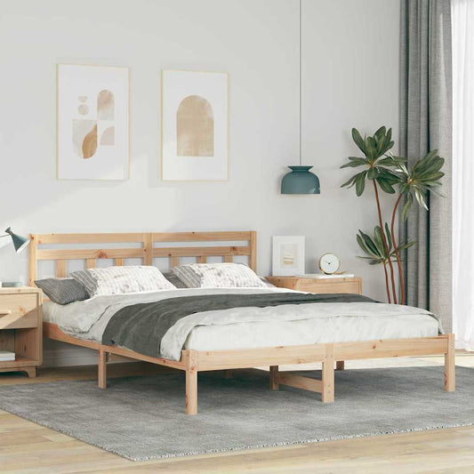 Bettgestell mit Kopfteil Braun Massivholz Kiefer