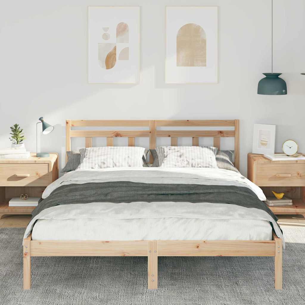 Bettgestell mit Kopfteil Braun Massivholz Kiefer