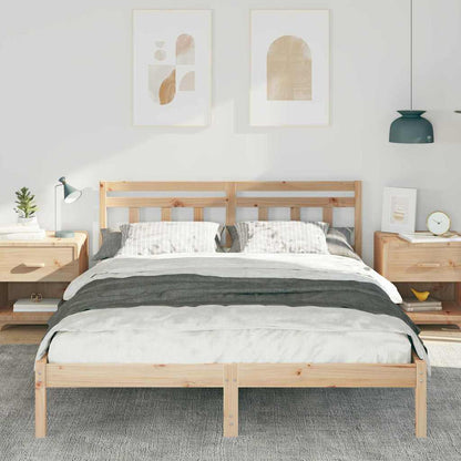 Bettgestell mit Kopfteil Braun Massivholz Kiefer