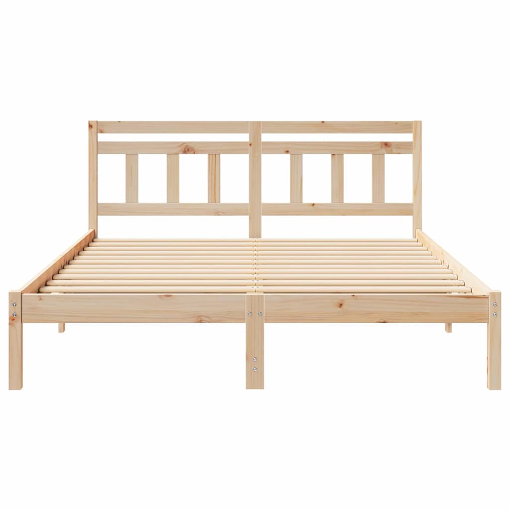 Bettgestell mit Kopfteil Braun Massivholz Kiefer
