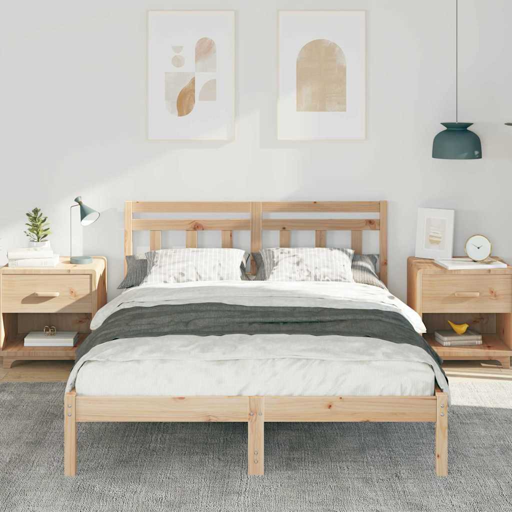 Bettgestell mit Kopfteil Braun Massivholz Kiefer