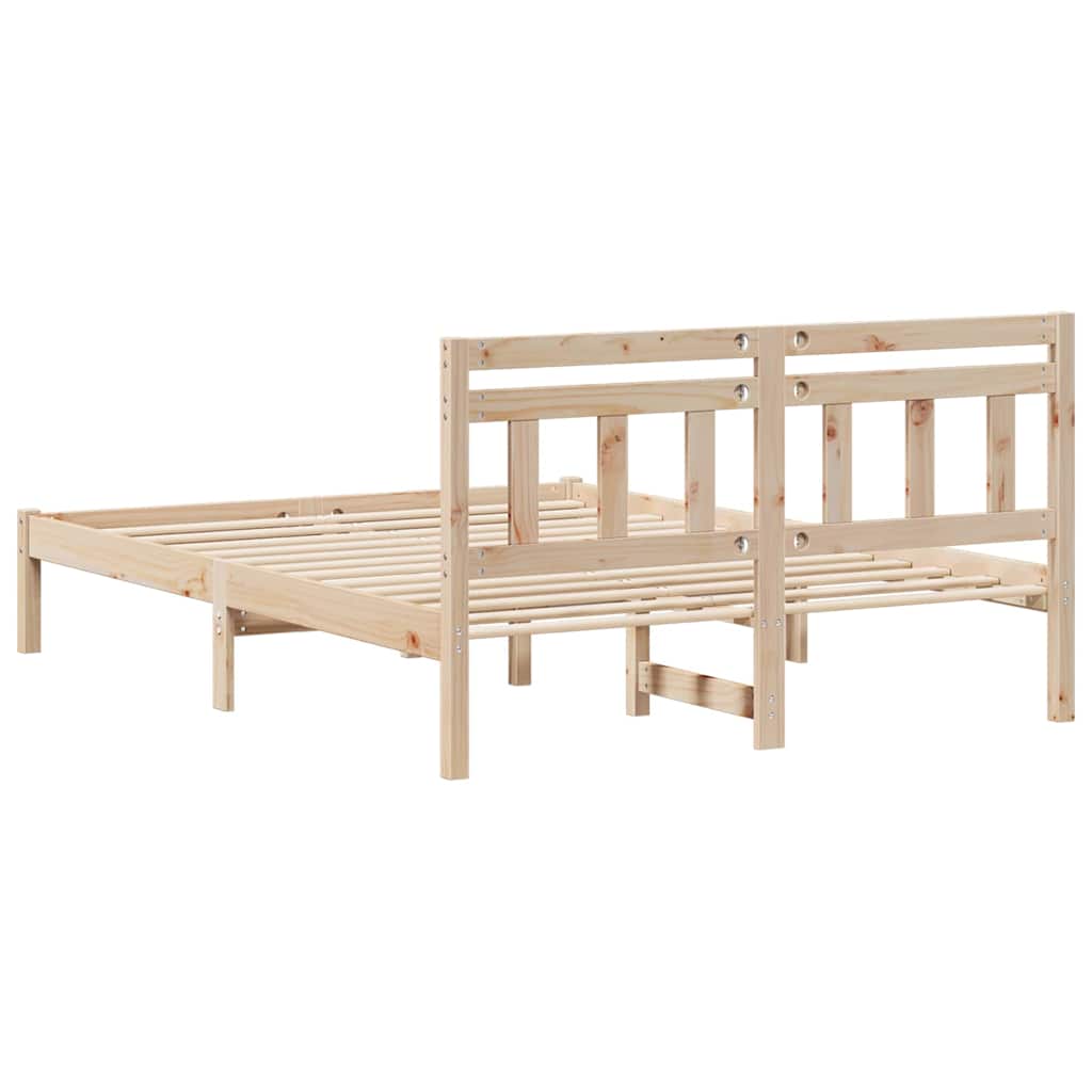 Bettgestell mit Kopfteil Braun Massivholz Kiefer
