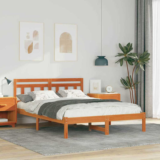 Bettgestell mit Kopfteil Braun Massivholz Kiefer