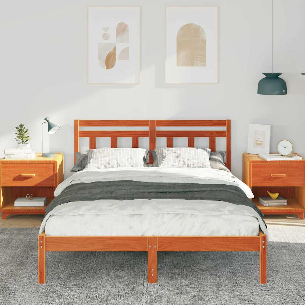 Bettgestell mit Kopfteil Braun Massivholz Kiefer