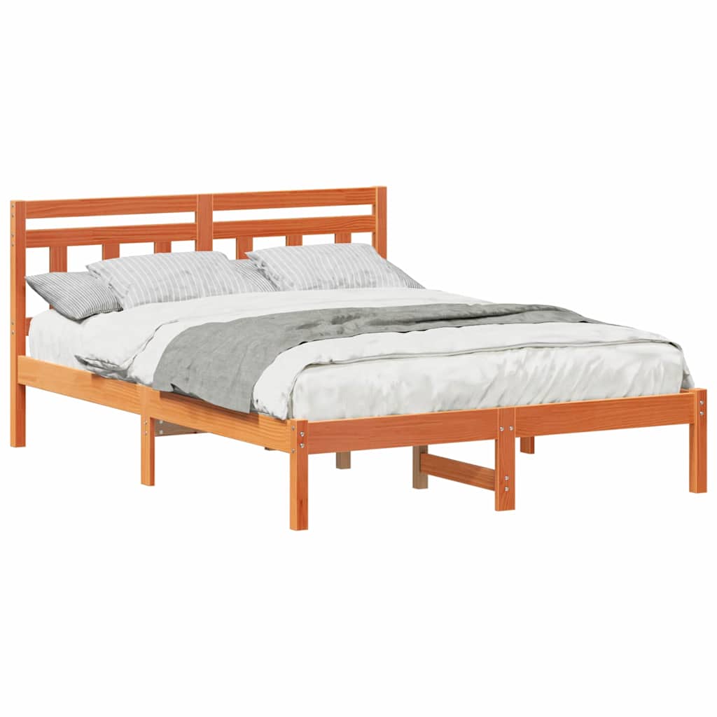 Bettgestell mit Kopfteil Braun Massivholz Kiefer