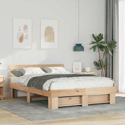 Bettgestell mit Kopfteil Braun 160 x 200 cm Massivholz Kiefer