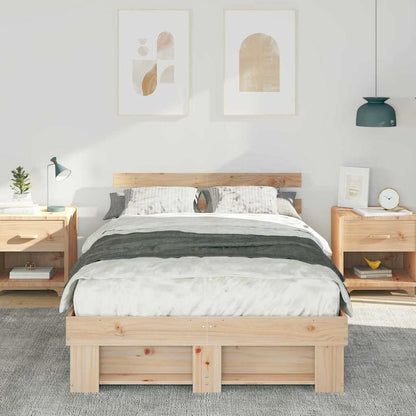 Bettgestell mit Kopfteil Braun 135 x 190 cm Massivholz Kiefer