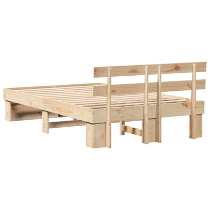 Bettgestell mit Kopfteil Braun 135 x 190 cm Massivholz Kiefer