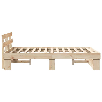 Bettgestell mit Kopfteil Braun 135 x 190 cm Massivholz Kiefer