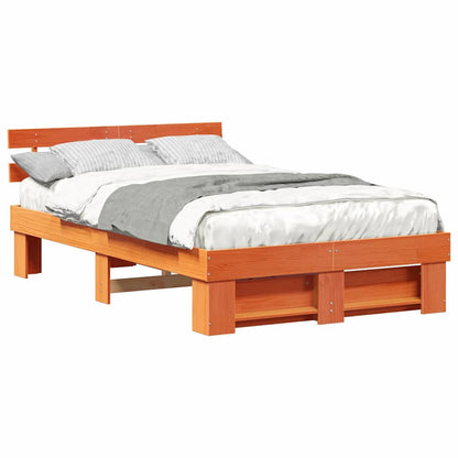 Bettgestell Wachsbraun 135 x 190 cm Massivholz Kiefer