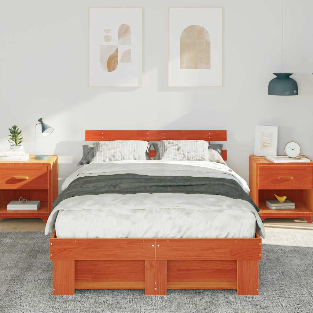 Bettgestell Wachsbraun 120 x 190 cm Massivholz Kiefer