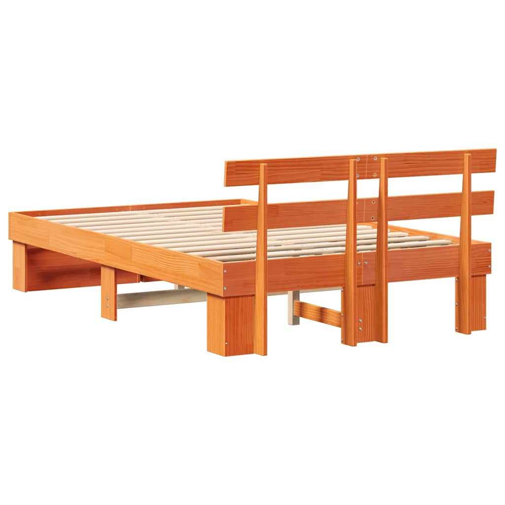 Bettgestell Wachsbraun 120 x 190 cm Massivholz Kiefer