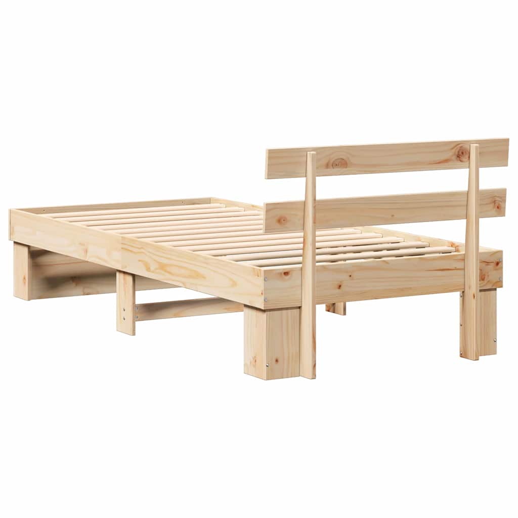 Bettgestell mit Kopfteil Braun 90 x 190 cm Massivholz Kiefer