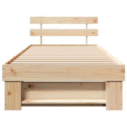 Bettgestell mit Kopfteil Braun 90 x 190 cm Massivholz Kiefer