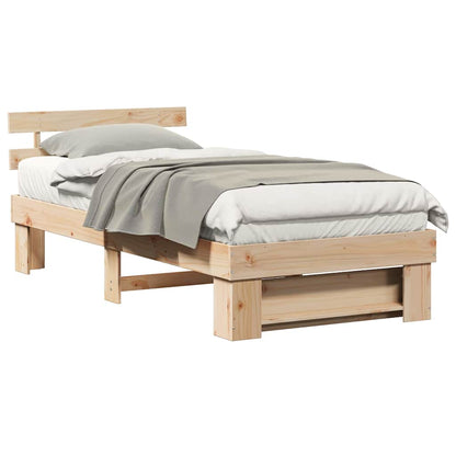 Bettgestell mit Kopfteil Braun 90 x 190 cm Massivholz Kiefer