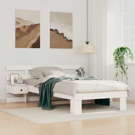 Bettgestell mit Kopfteil Weiß 80 x 200 cm Massivholz Kiefer
