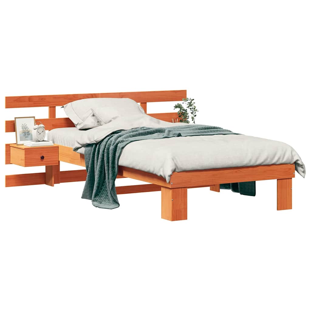 Bettgestell Wachsbraun 80 x 200 cm Massivholz Kiefer